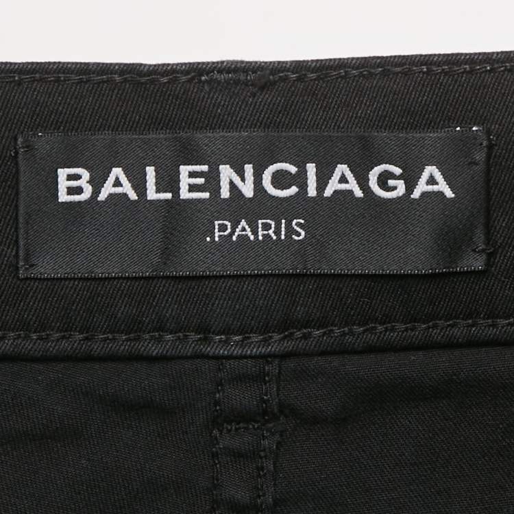 Pre Owned Balenciaga Black Gabardine Cotton Pants L