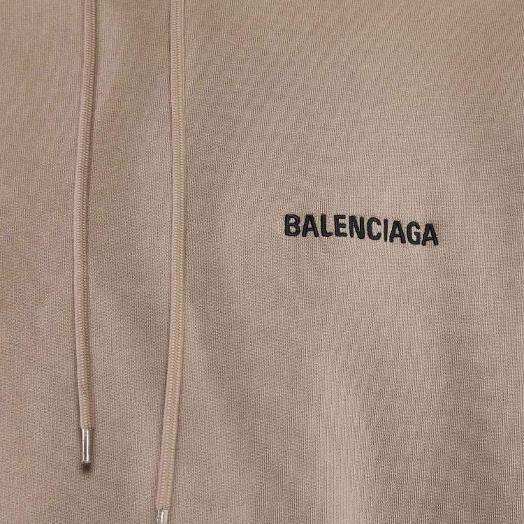 Pre Owned Balenciaga Unisex Brown Logo Embroidered Cotton Hooded Sweatshirt M