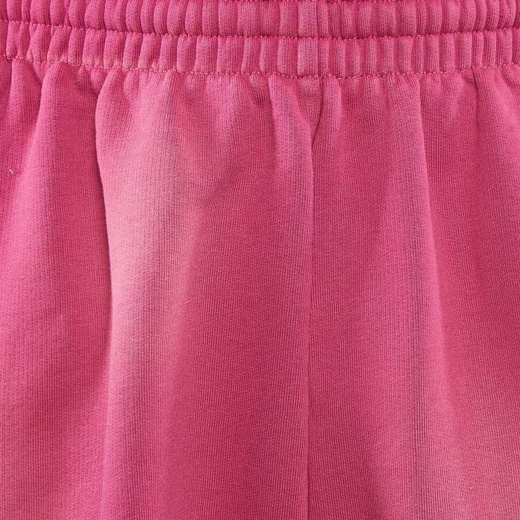 Pre Owned Balenciaga Pink Logo Embroidered Cotton Knit Unisex Shorts S