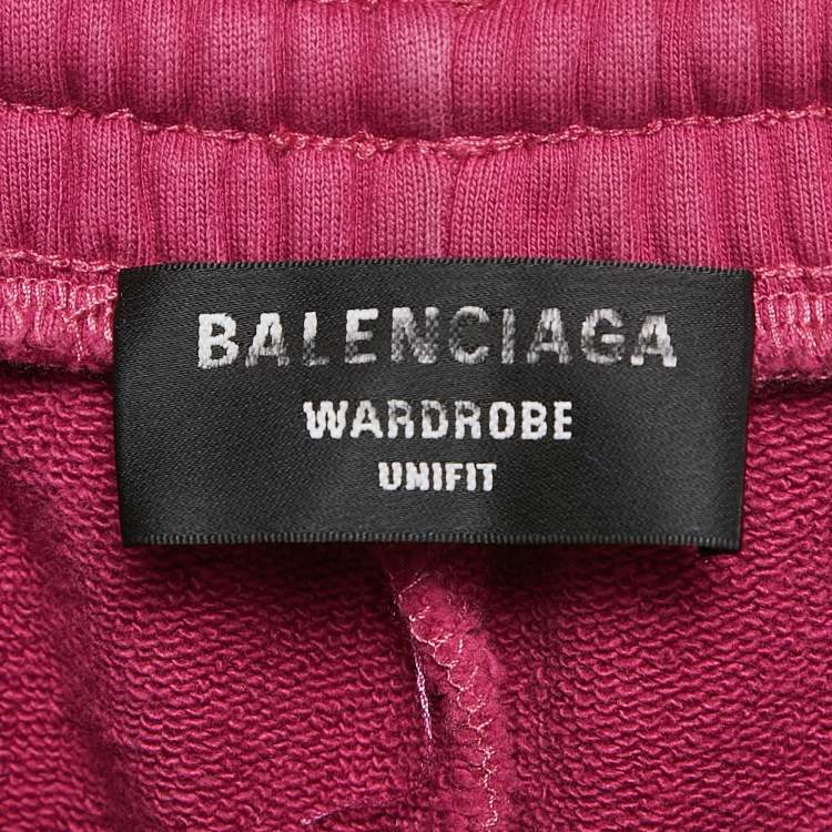 Pre Owned Balenciaga Pink Logo Embroidered Cotton Knit Unisex Shorts S