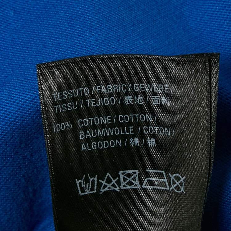 Pre Owned Balenciaga Blue Logo Print Jersey Oversized T-Shirt L