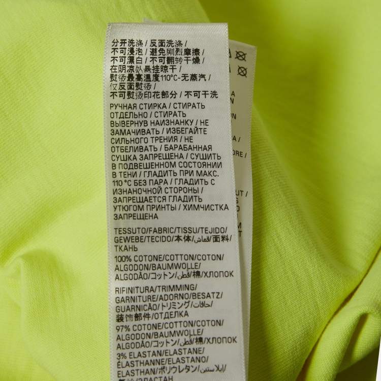 Pre Owned Balenciaga Unisex Florescent Yellow Tape Logo Print Jersey Oversized T-Shirt XXS