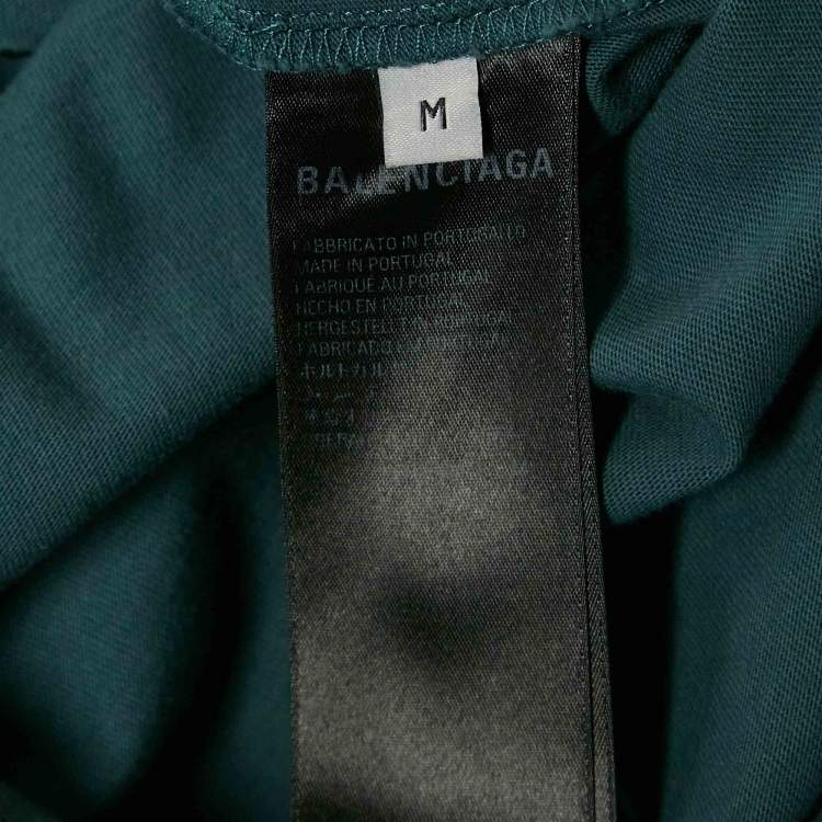 Pre Owned Balenciaga Blue Logo Embroidered Jersey Oversized T-Shirt M