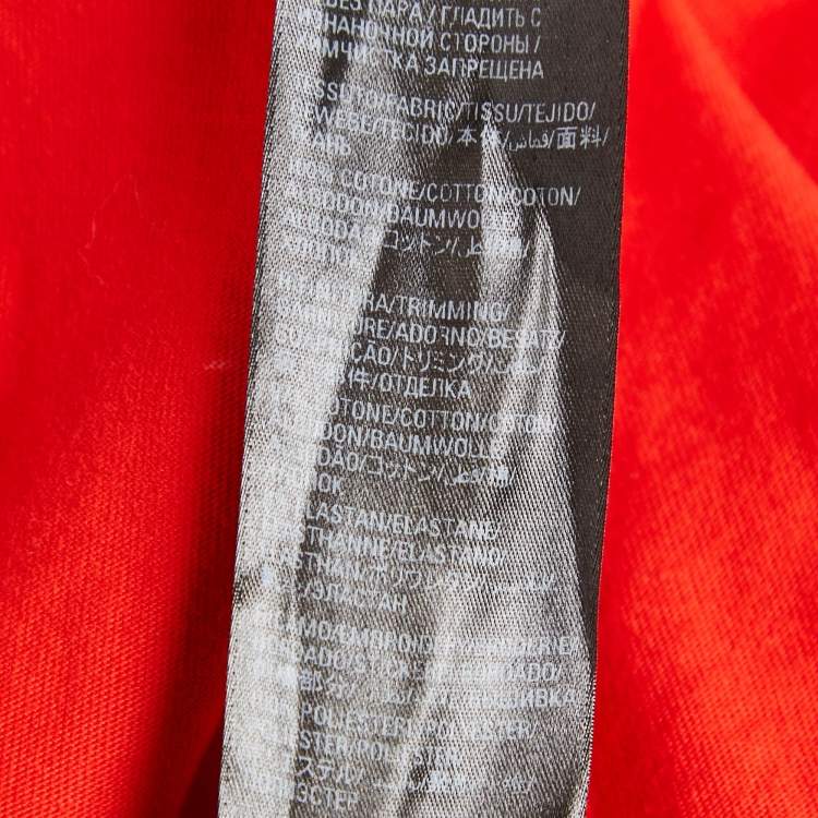 Pre Owned Balenciaga Unifit Red Logo Print Jersey Oversized T-Shirt L