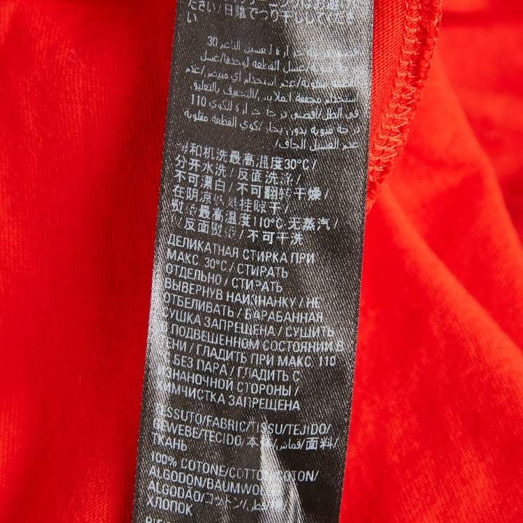 Pre Owned Balenciaga Unifit Red Logo Print Jersey Oversized T-Shirt L