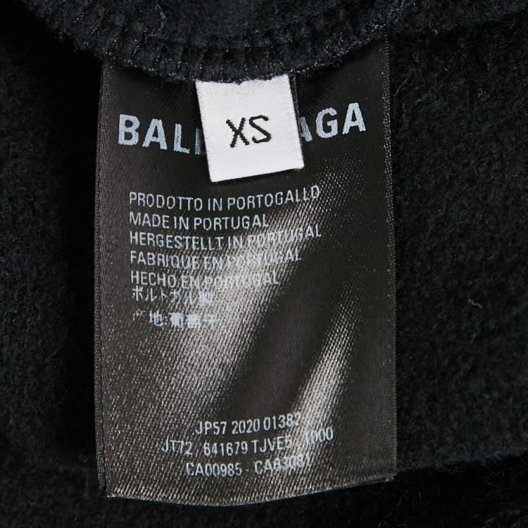 Pre Owned Balenciaga Black Défilé Print Cotton Oversized Hoodie XS