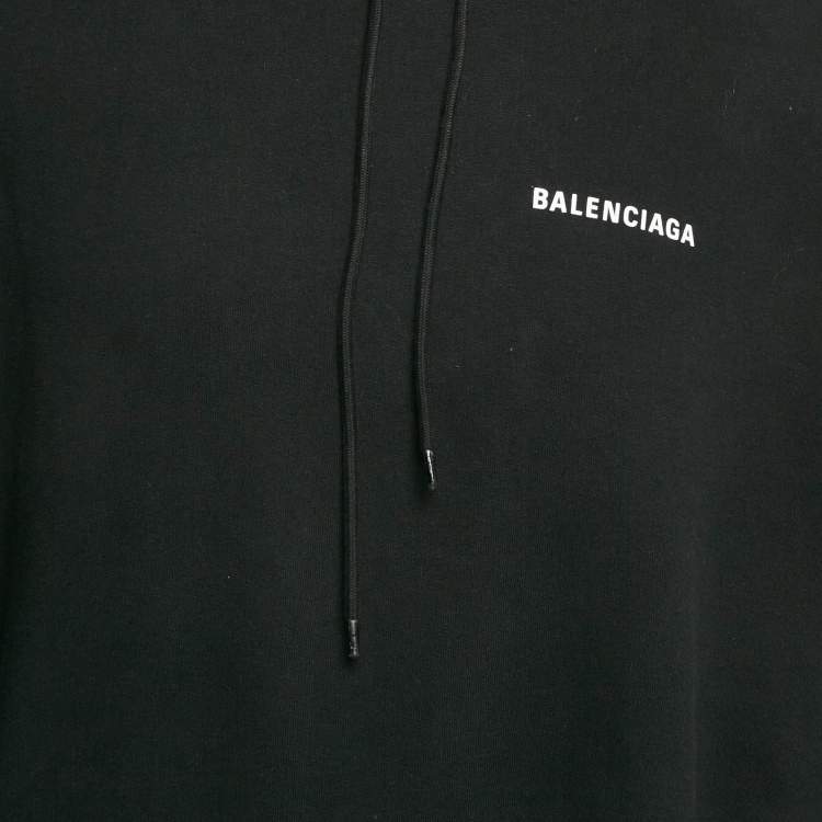 Pre Owned Balenciaga Black Défilé Print Cotton Oversized Hoodie XS