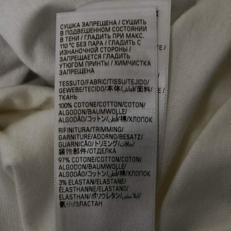 Pre Owned Balenciaga White Logo Print Cotton Full Sleeve Crew Neck T-Shirt L