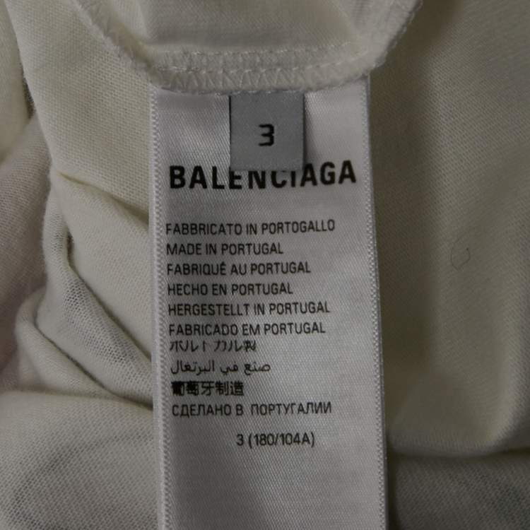 Pre Owned Balenciaga White Logo Print Cotton Full Sleeve Crew Neck T-Shirt L
