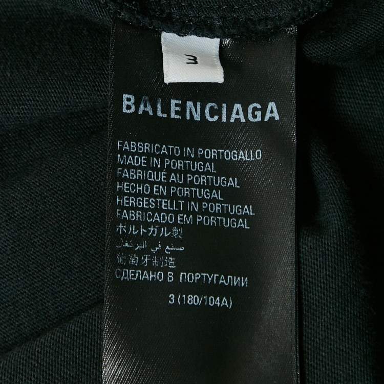 Pre Owned Balenciaga Black Logo Embroidered Cotton Distressed Long Sleeve T-Shirt L