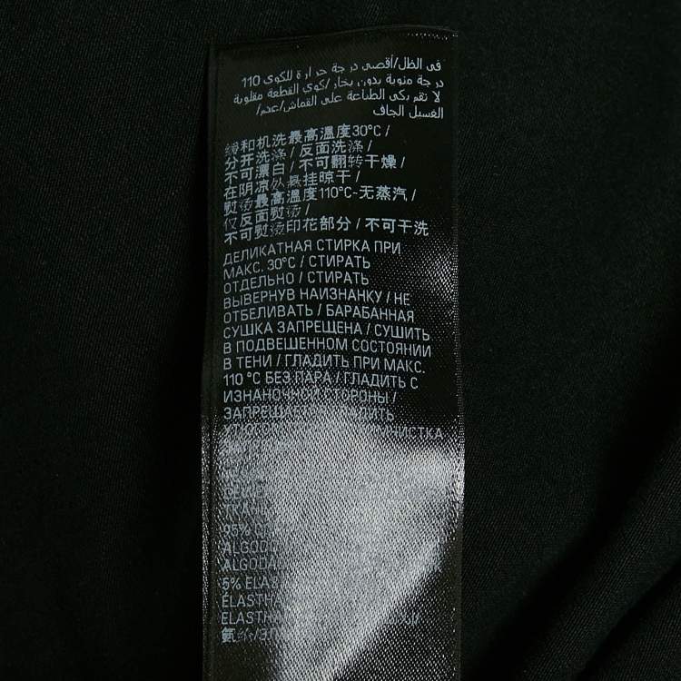Pre Owned Balenciaga Black/Grey Stencil Logo Print Cotton Distressed Hoodie T-Shirt L