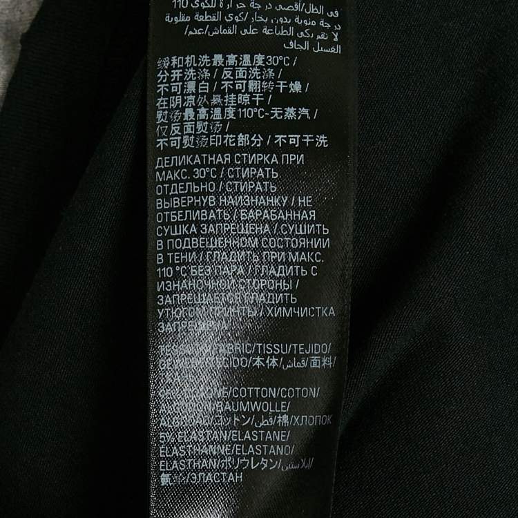 Pre Owned Balenciaga Black/Grey Stencil Logo Print Cotton Distressed Hoodie T-Shirt L
