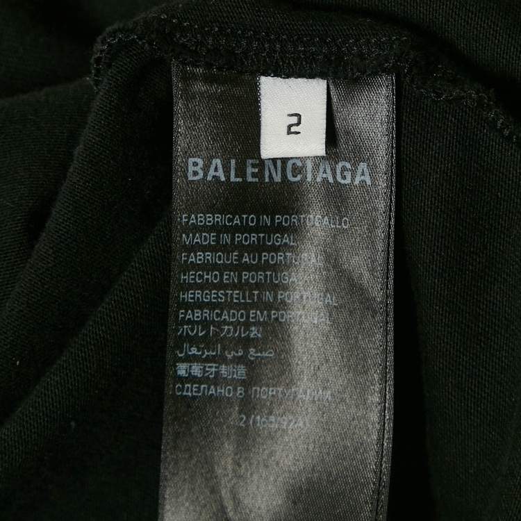 Pre Owned Balenciaga Black Logo Printed Cotton Distressed Sweatshirt M