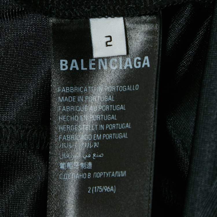 Pre Owned Balenciaga Black Logo Embroidery Cotton Knit Oversized Hoodie M