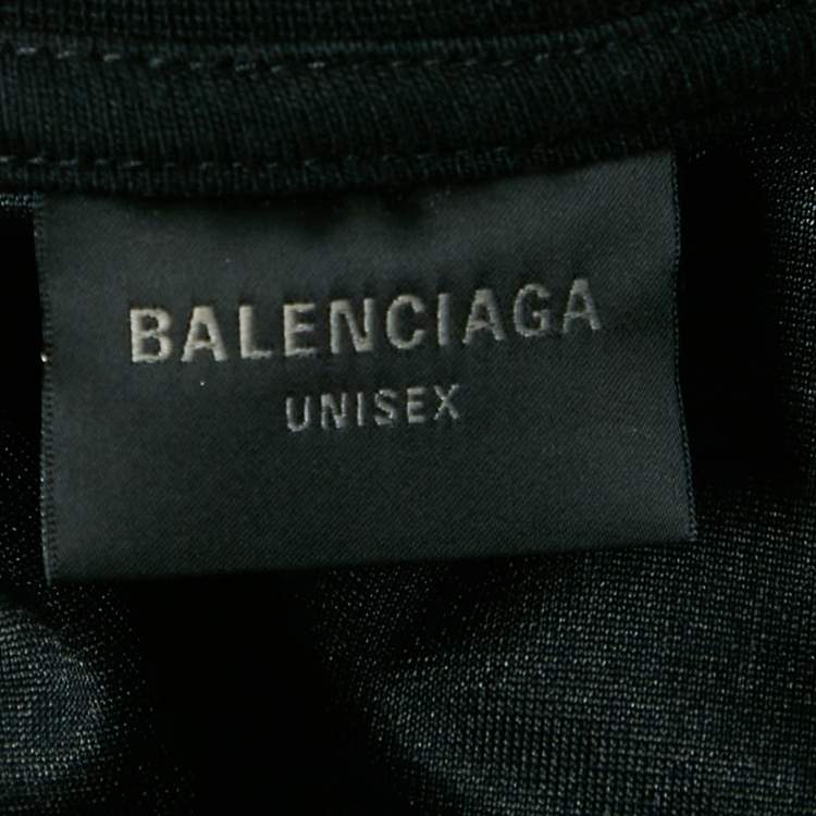 Pre Owned Balenciaga Black Logo Embroidery Cotton Knit Oversized Hoodie M