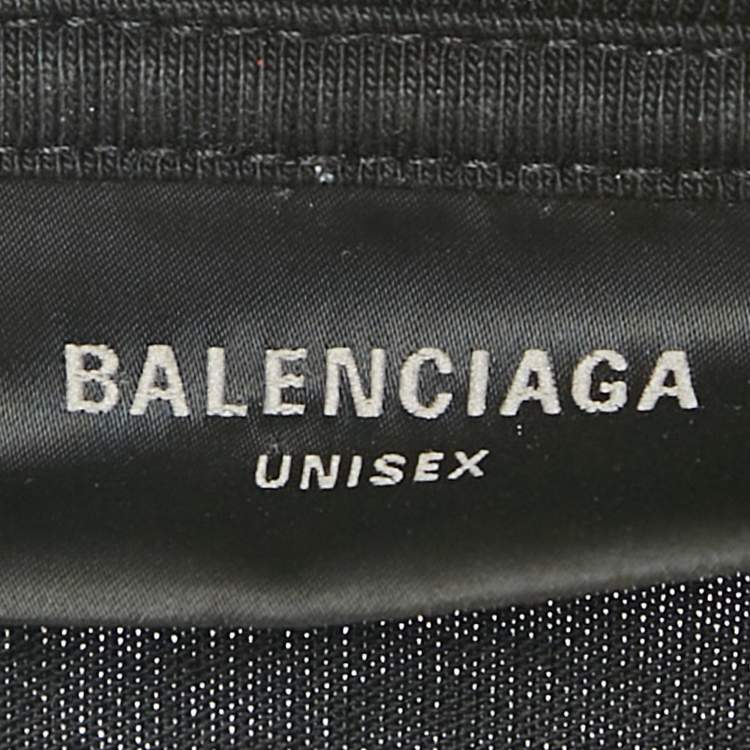 Pre Owned Balenciaga Unisex Black Logo Print Jersey Distressed T-Shirt XXS