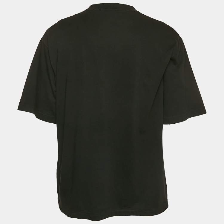 Pre Owned Balenciaga Unisex Black Logo Print Jersey Distressed T-Shirt XXS