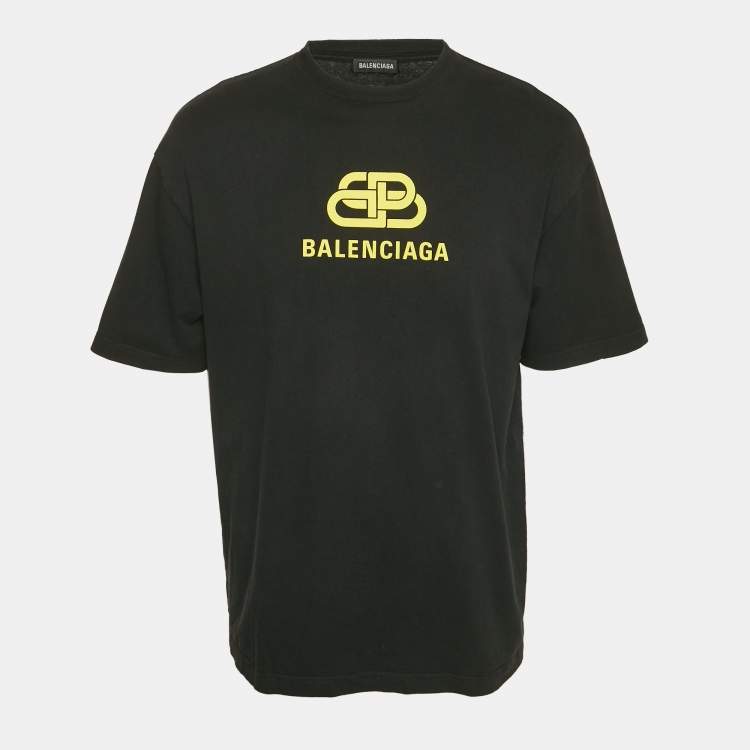 Pre Owned Balenciaga Black Logo Print Crew Neck Oversized T-Shirt XS