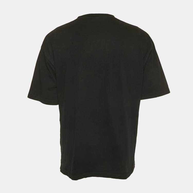 Pre Owned Balenciaga Black Logo Print Crew Neck Oversized T-Shirt XS