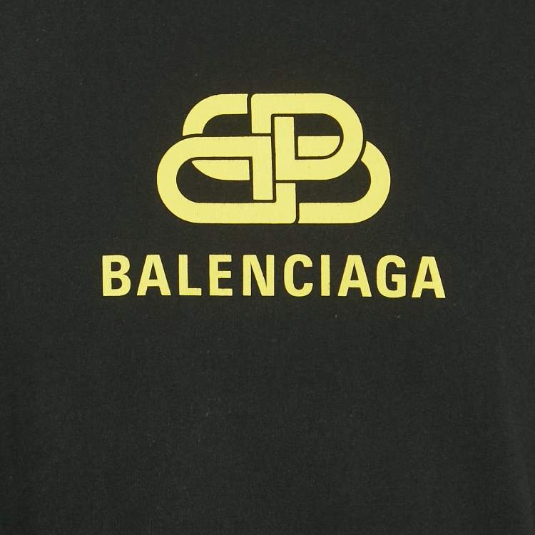 Pre Owned Balenciaga Black Logo Print Crew Neck Oversized T-Shirt XS