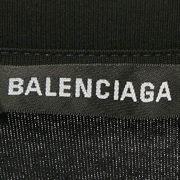 Pre Owned Balenciaga Black Logo Print Cotton Crew Neck T-Shirt S