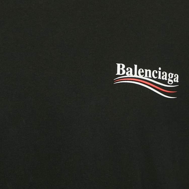 Pre Owned Balenciaga Black Logo Print Cotton Crew Neck T-Shirt S