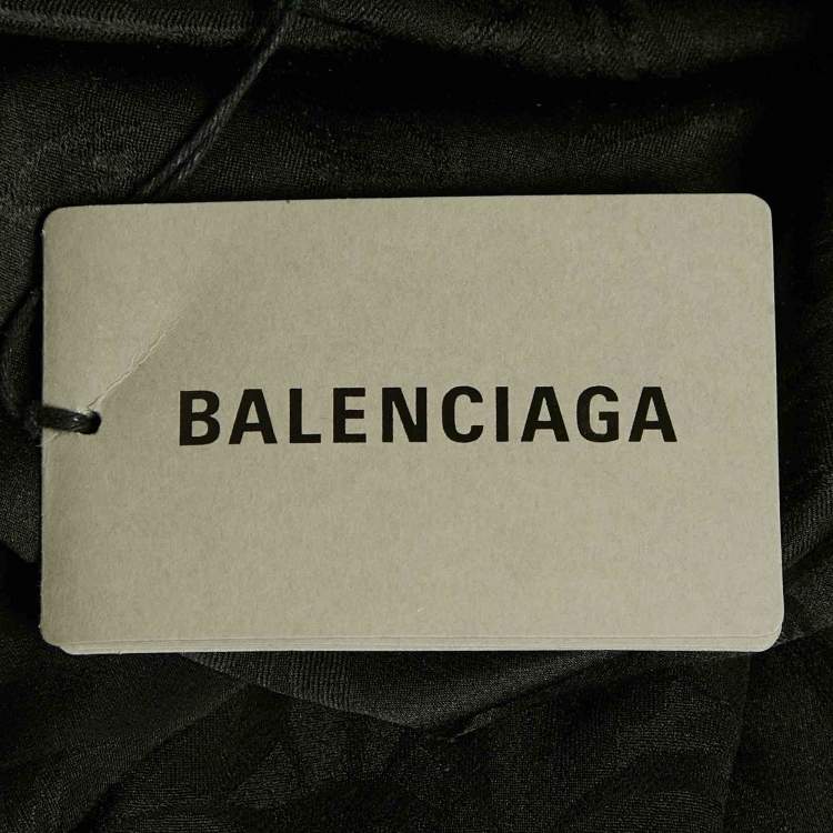 Pre Owned Balenciaga Black Patterned Silk Buttoned Half Sleeve Shirt M