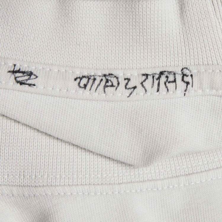 Pre Owned Balenciaga Unisex Light Grey Logo Embroidered Jersey T-Shirt M