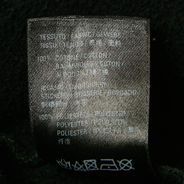 Pre Owned Balenciaga Black Logo Embroidered Cotton Knit Hoodie L