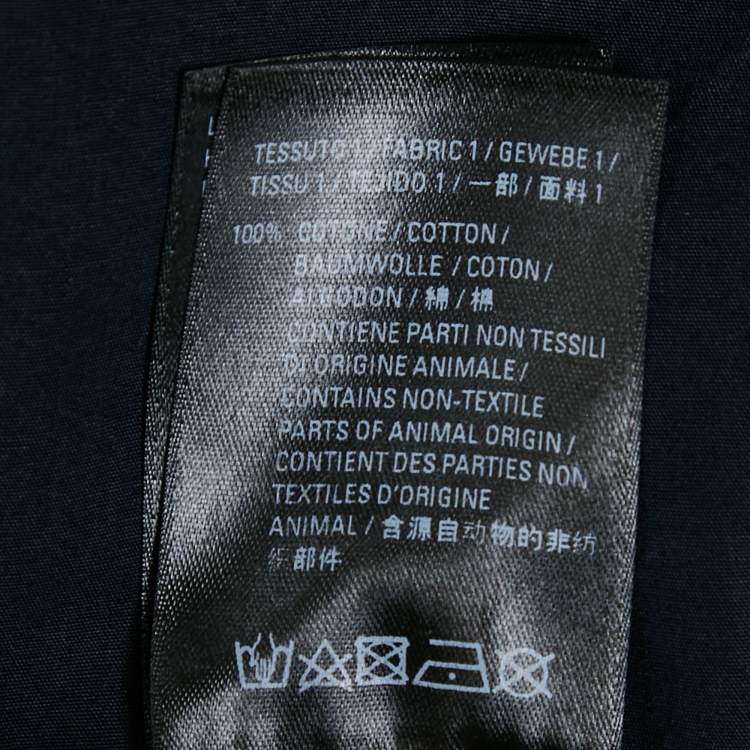 Pre Owned Balenciaga Navy Blue Cotton Logo Print Button Down Oversized Shirt M