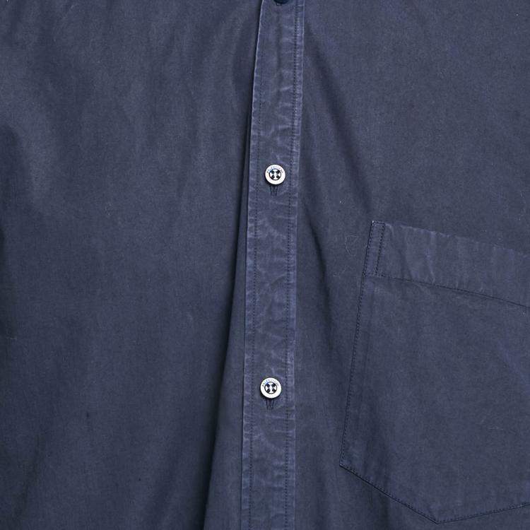 Pre Owned Balenciaga Navy Blue Cotton Logo Print Button Down Oversized Shirt M