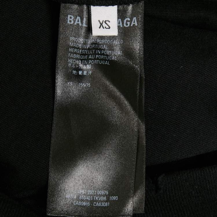 مملوكة مسبقًا Balenciaga Unifit Black Logo Print Distressed Cotton Knit Hoodie XS