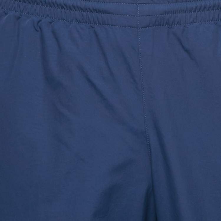 Pre Owned Balenciaga Navy Blue Logo Print Nylon Pants XS