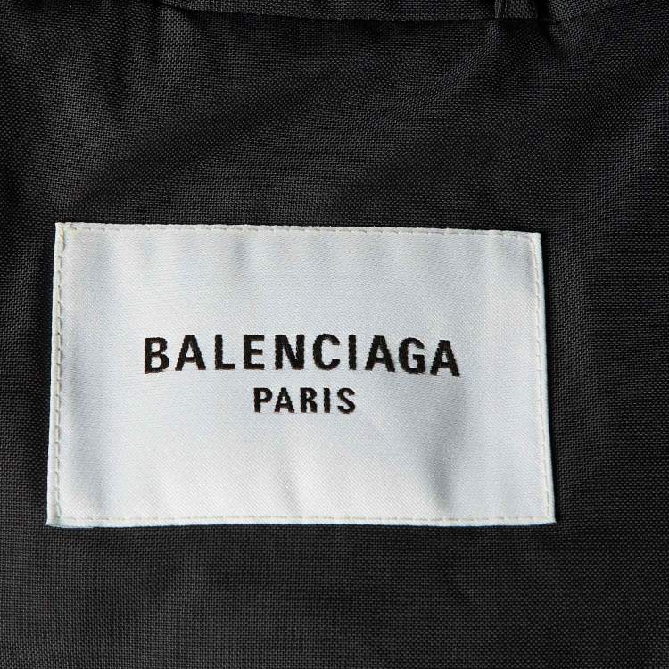 Pre Owned Balenciaga Black Polyester Double Layered Hooded Zip Front Jacket S
