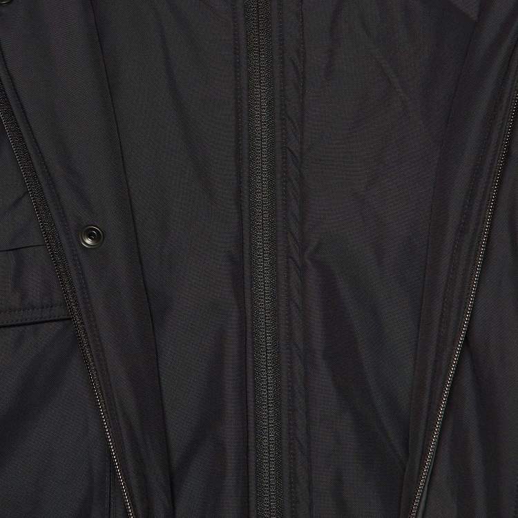 Pre Owned Balenciaga Black Polyester Double Layered Hooded Zip Front Jacket S