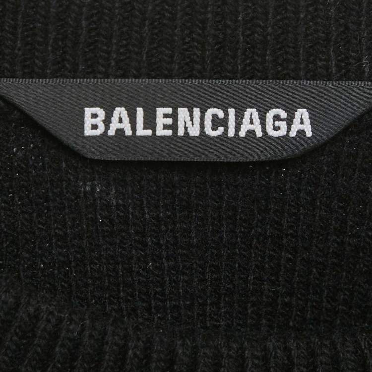 Pre Owned Balenciaga Black Athletes Rib Knit Crew Neck Sweatshirt XS