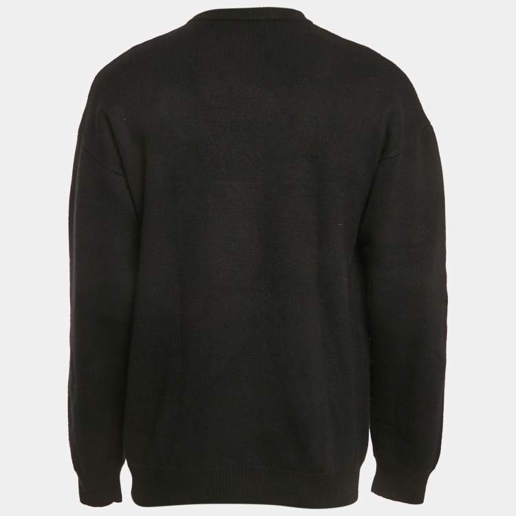 Pre Owned Balenciaga Black Athletes Rib Knit Crew Neck Sweatshirt XS
