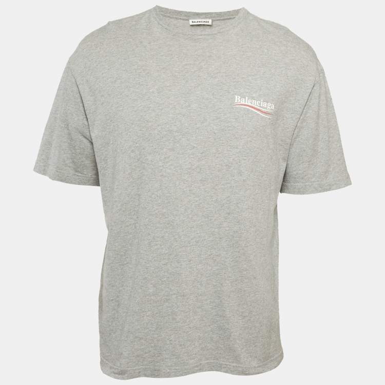 Pre Owned Balenciaga Grey Campaign Logo Print Jersey T-Shirt XS