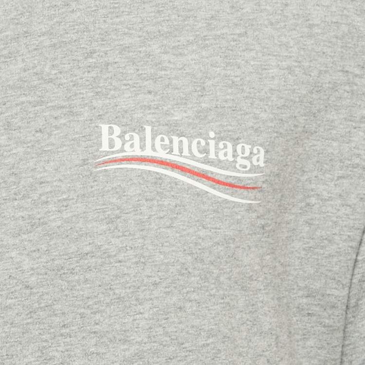 Pre Owned Balenciaga Grey Campaign Logo Print Jersey T-Shirt XS