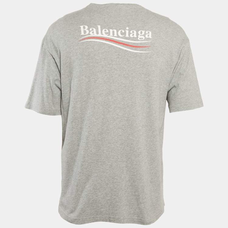 Pre Owned Balenciaga Grey Campaign Logo Print Jersey T-Shirt XS