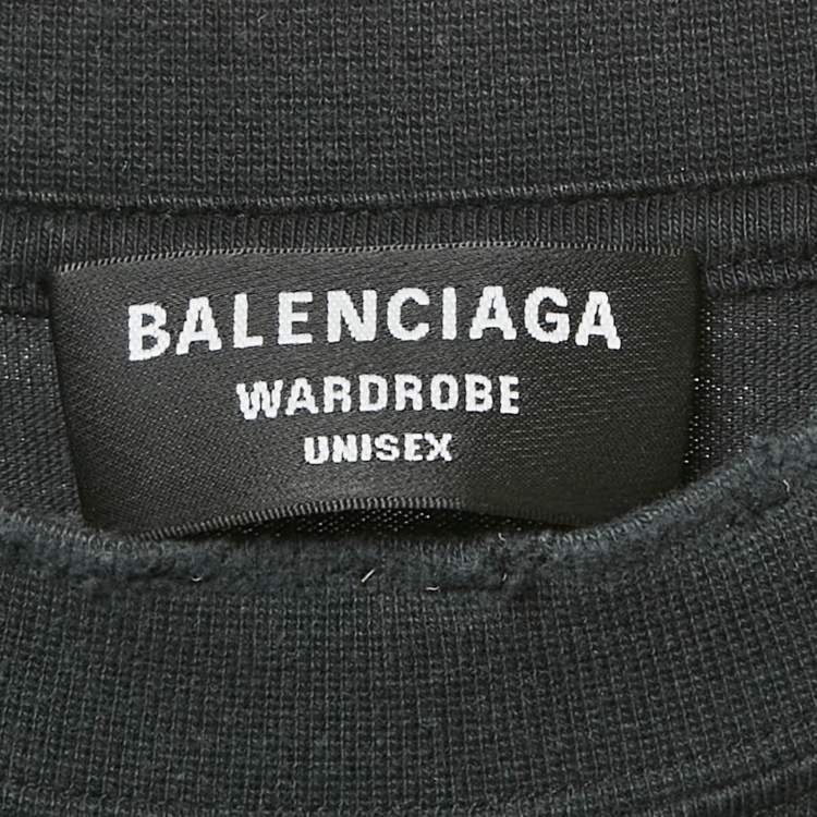 Pre Owned Balenciaga Unisex Black Distressed Jersey Campaign Oversized T-Shirt XXS