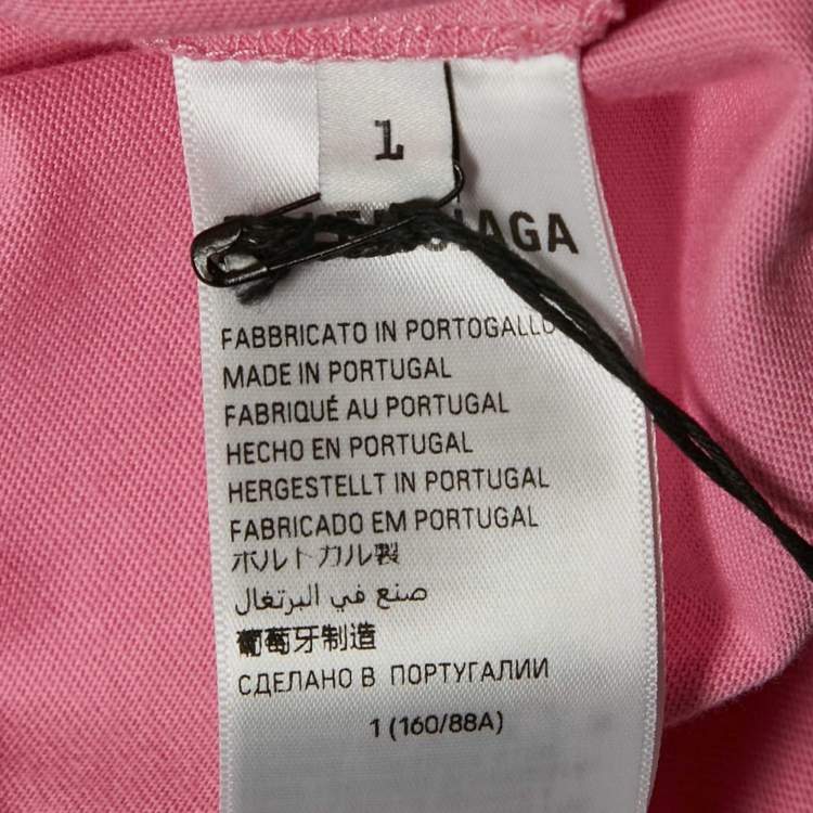 Pre Owned Balenciaga Unisex Pink Jersey Paris Soccer Oversized T-shirt L