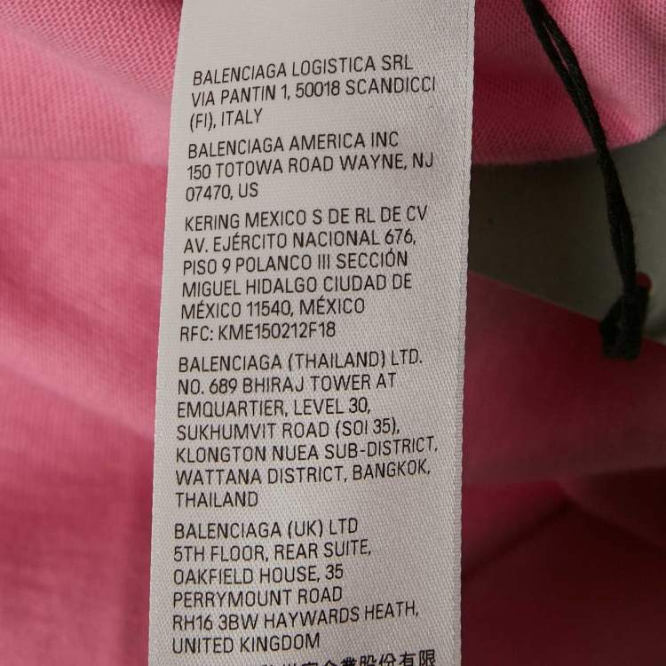 Pre Owned Balenciaga Unisex Pink Jersey Paris Soccer Oversized T-shirt L