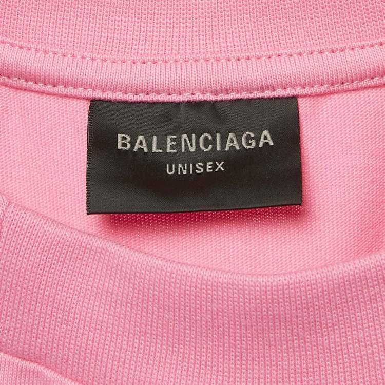 Pre Owned Balenciaga Unisex Pink Jersey Paris Soccer Oversized T-shirt L