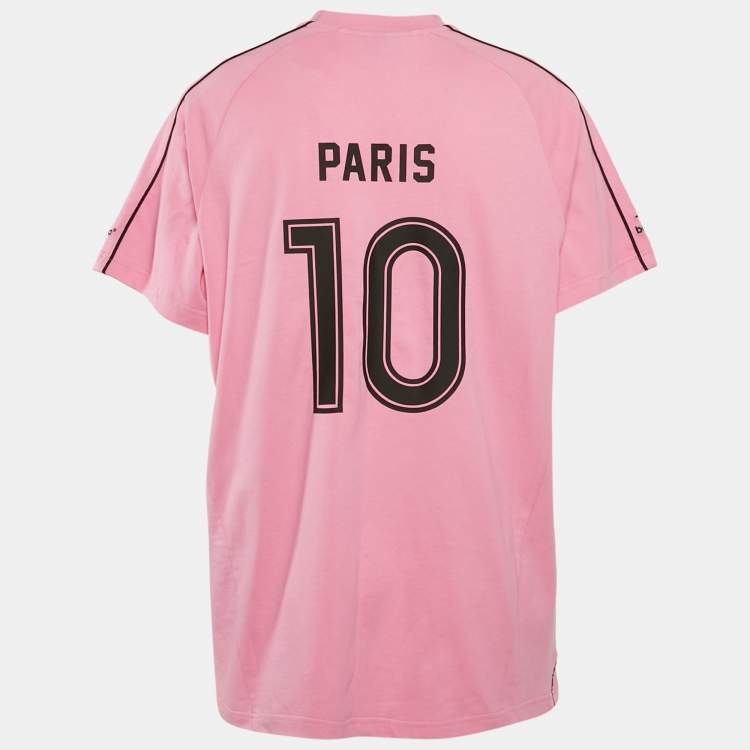 Pre Owned Balenciaga Unisex Pink Jersey Paris Soccer Oversized T-shirt L