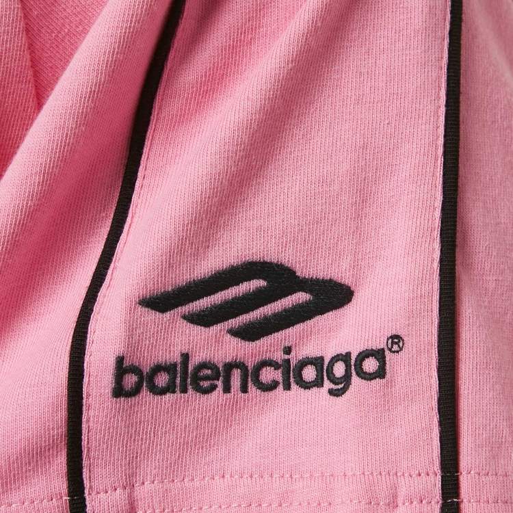 Pre Owned Balenciaga Unisex Pink Jersey Paris Soccer Oversized T-shirt L
