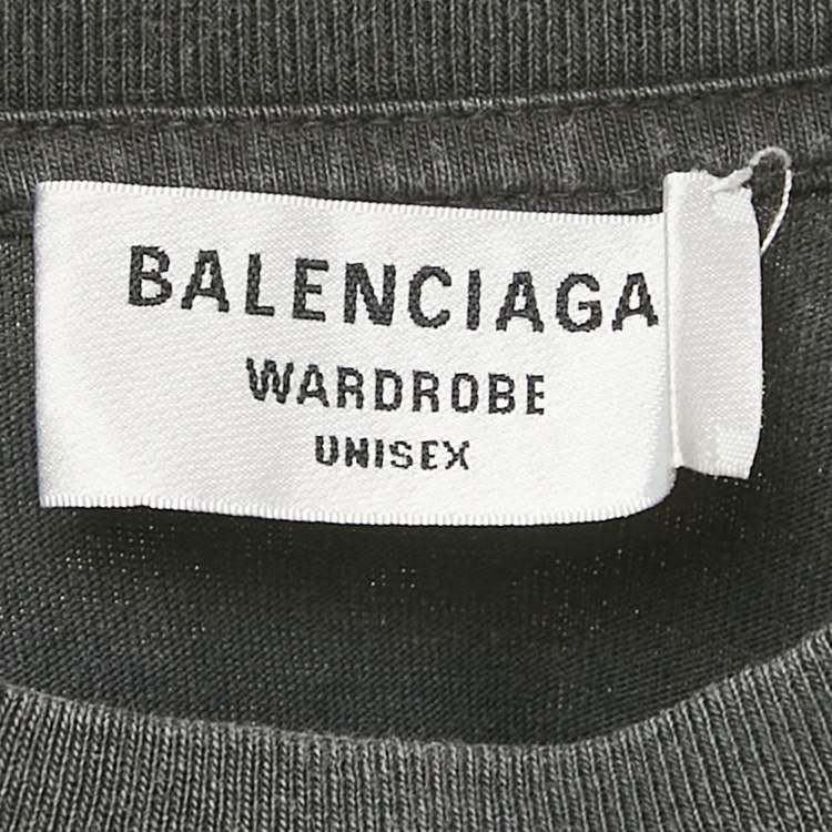 Pre Owned Balenciaga Grey Logo Embroidered Jersey T-Shirt XS