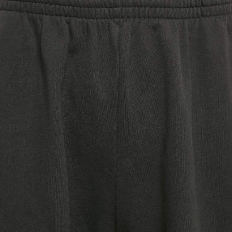 Pre Owned Balenciaga Black Knit Logo Embroidered Shorts M