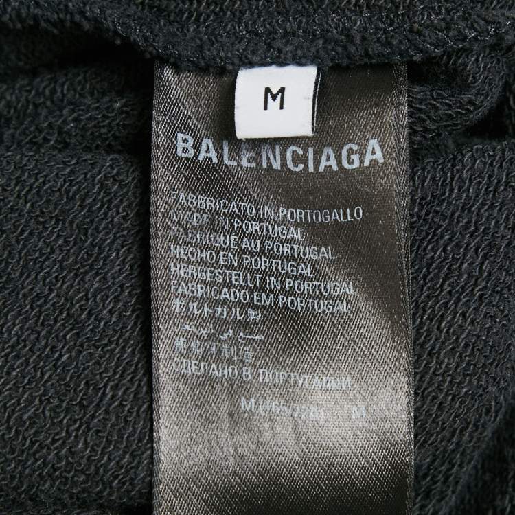 Pre Owned Balenciaga Black Knit Logo Embroidered Shorts M
