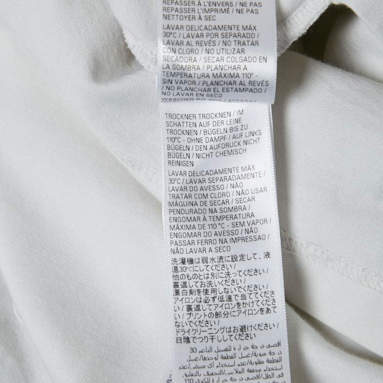 Pre Owned Balenciaga Off White Logo Print Jersey Crew Neck T-Shirt M